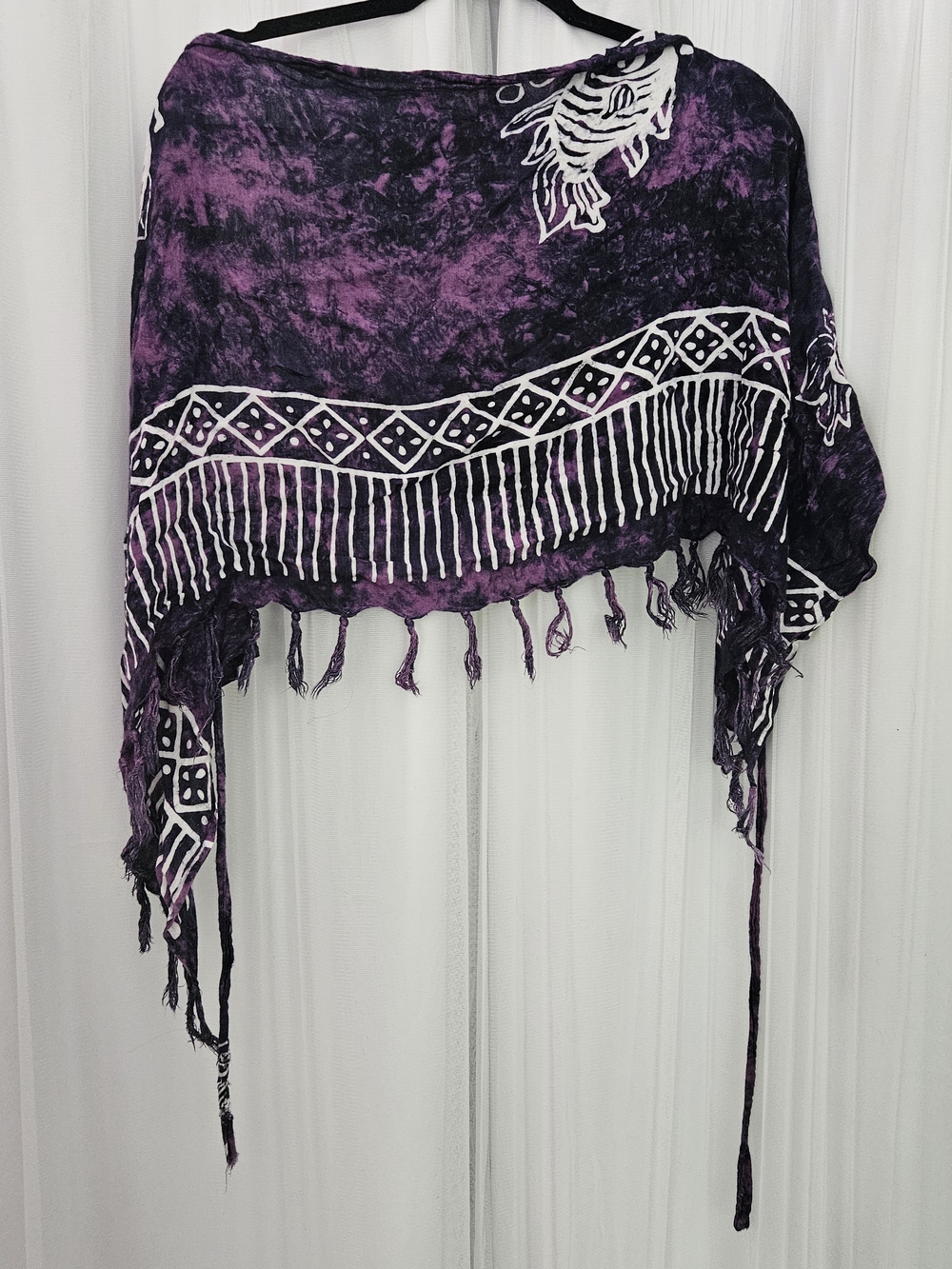 Purple Tie-Dye Fringed Beach Cover-Up